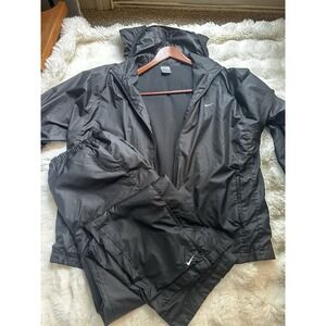 VTG NIKE track suit Windbreaker Y2K Silver Tag Women's XL Black Nylon Full Zip